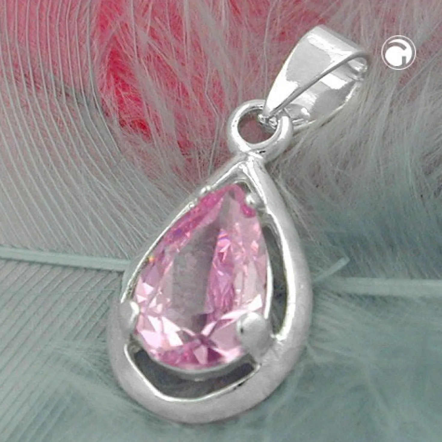 Anhänger 14x8mm in Tropfenform Tropfen Zirkonia pink facettiert 925 Silber Damen