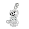 Anhänger 15x10mm Katze mit weiß Zirkonia facettiert 925 Echt Silber Kinder