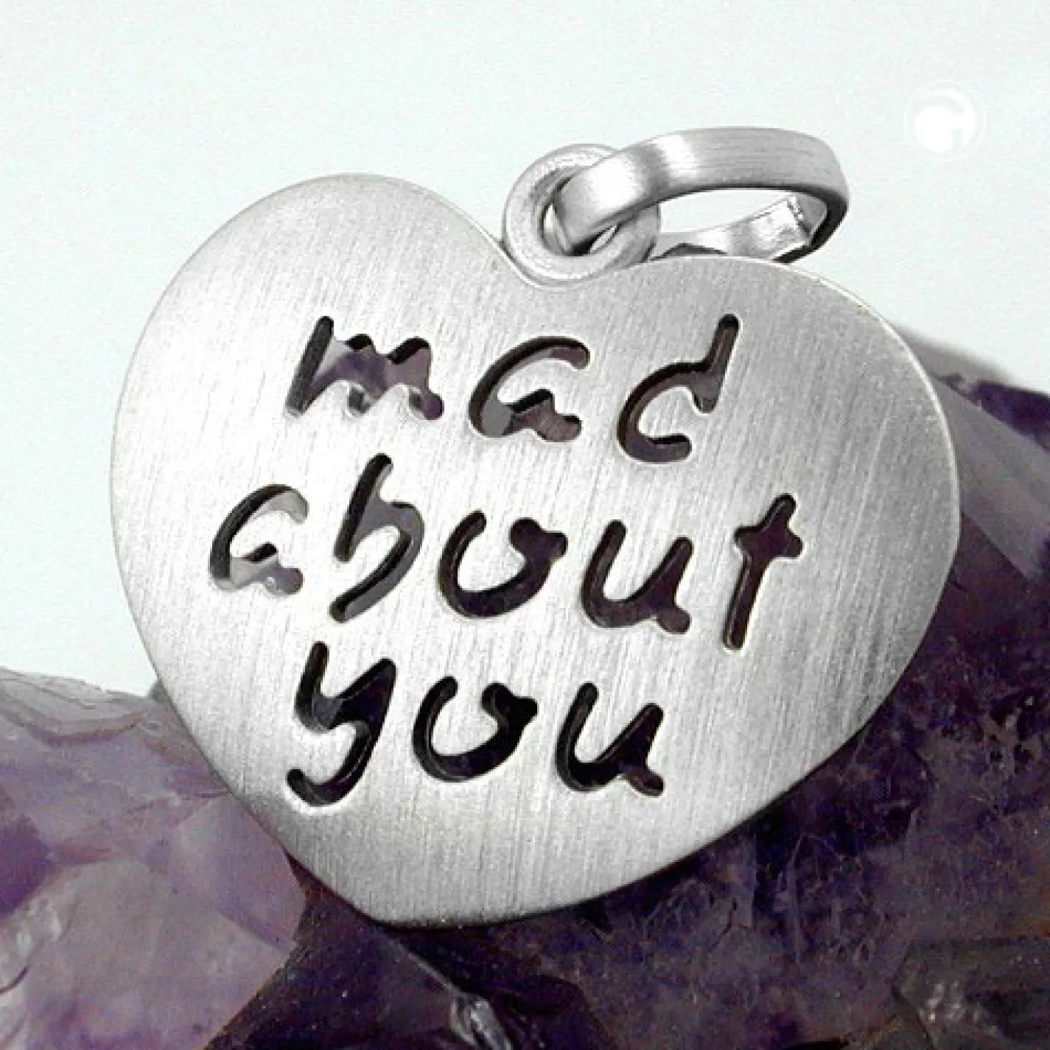 Anhänger 19x21mm Kettenanhänger Herz ' mad about you ' aus 925 Silber matt Damen