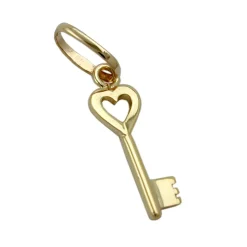 Anhänger 15x5mm Kettenanhänger Herz Schlüssel aus 375 Gold Gelbgold Goldanhänger