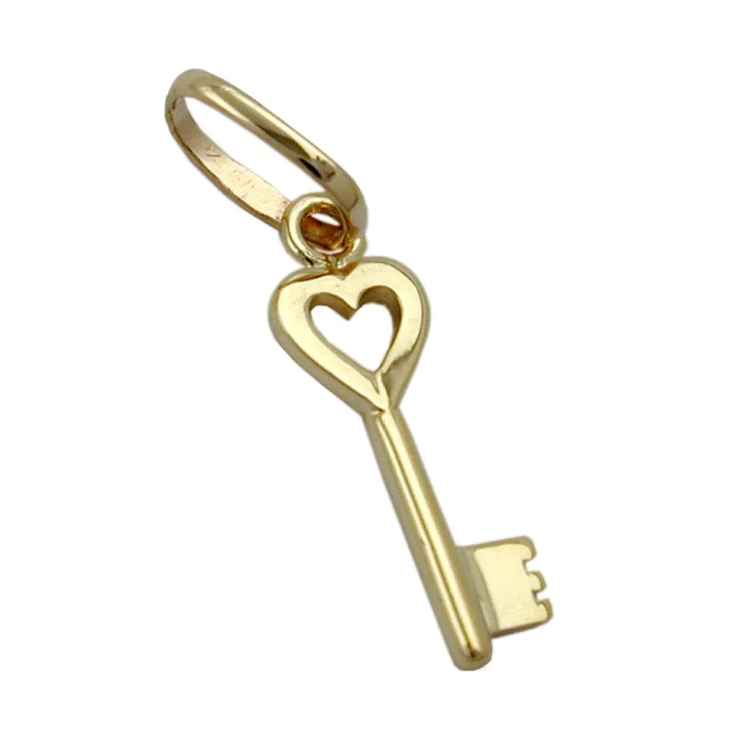 Anhänger 15x5mm Kettenanhänger Herz Schlüssel aus 375 Gold Gelbgold Goldanhänger