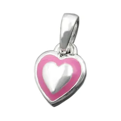 Anhänger 8,5x6,5mm Kettenanhänger kleines Herz rosa 925 Silber für Kinder