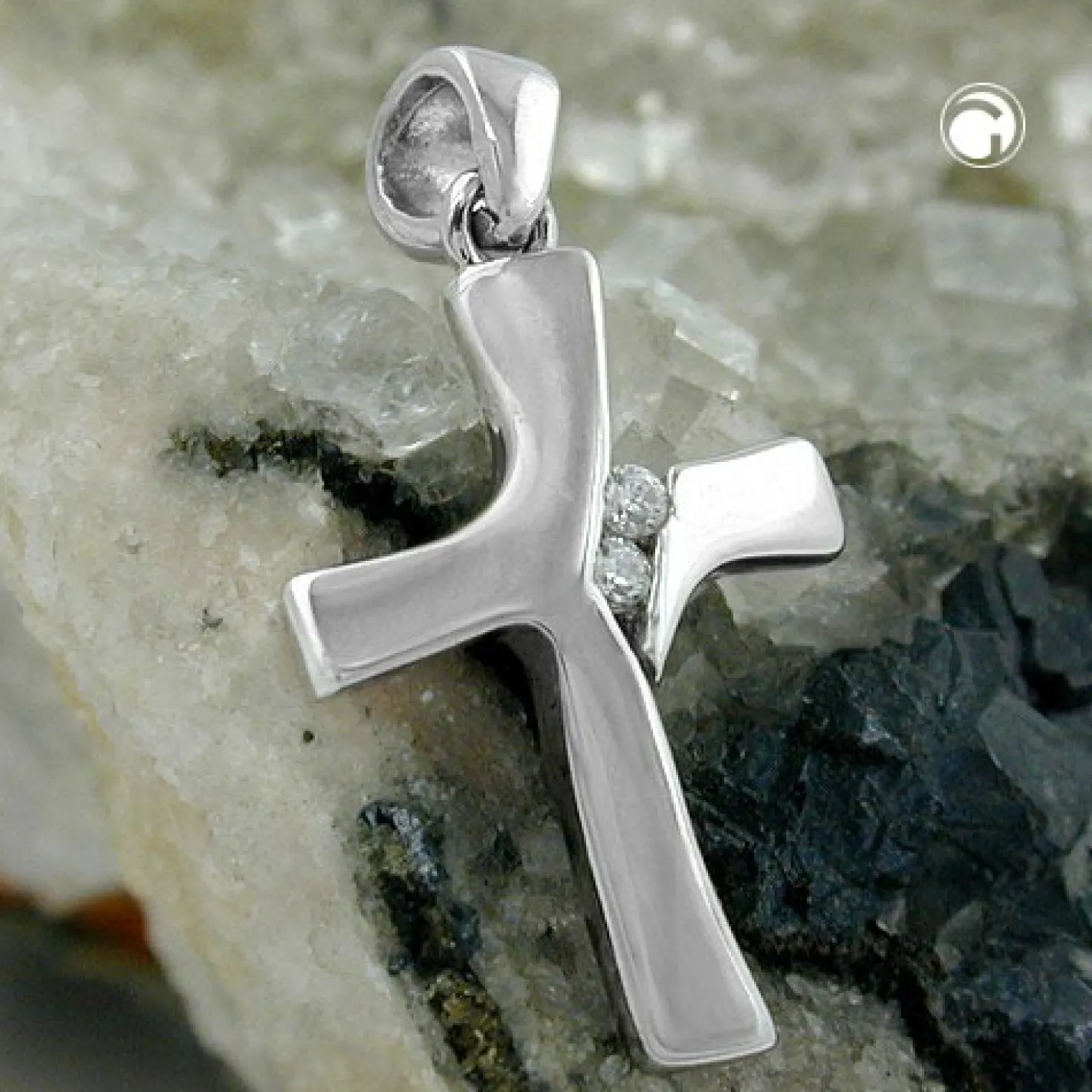 Anhänger 19x12mm Kettenanhänger Kreuz mit Zirkonia 375 Weißgold Damen