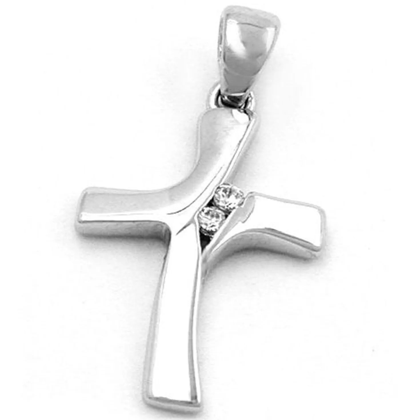 Anhänger 19x12mm Kettenanhänger Kreuz mit Zirkonia 375 Weißgold Damen