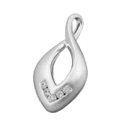 Anhänger 26x13mm Kettenanhänger mit 5 Zirkonia echtes 925 Silber mattiert Damen