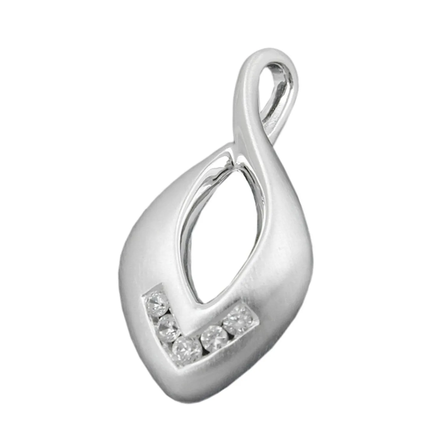 Anhänger 26x13mm Kettenanhänger mit 5 Zirkonia echtes 925 Silber mattiert Damen