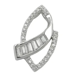 Anhänger 29x18mm Kettenanhänger viele Zirkonia 925 Silber Sterlingsilber Damen