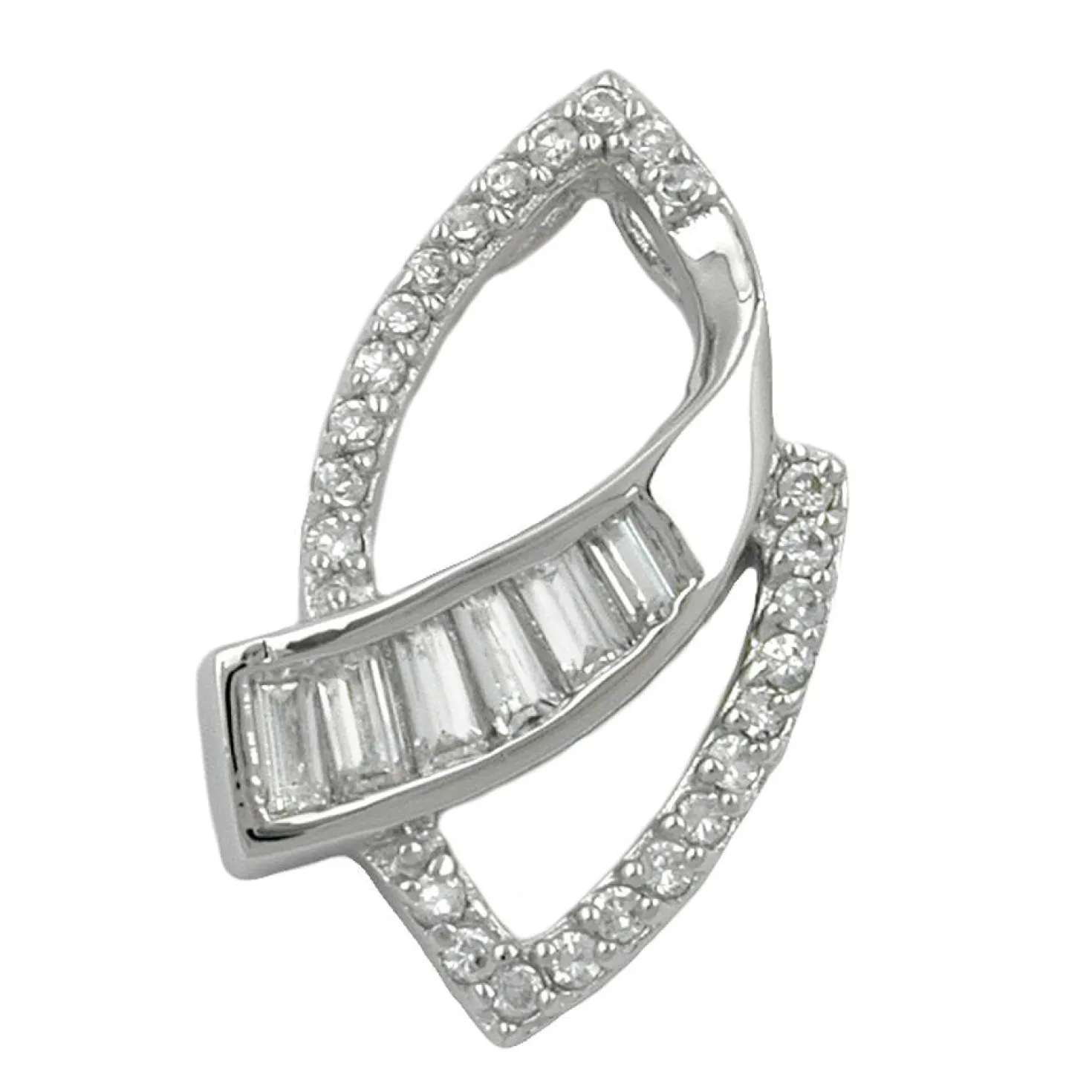 Anhänger 29x18mm Kettenanhänger viele Zirkonia 925 Silber Sterlingsilber Damen