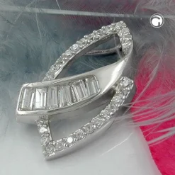 Anhänger 29x18mm Kettenanhänger viele Zirkonia 925 Silber Sterlingsilber Damen