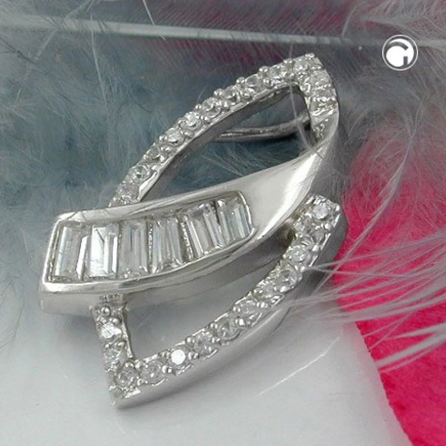 Anhänger 29x18mm Kettenanhänger viele Zirkonia 925 Silber Sterlingsilber Damen