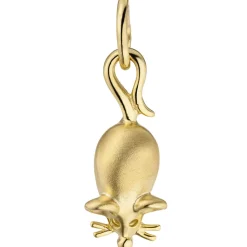 Anhänger 7,5x18,6mm Kinder Maus Mäuschen aus 333 Gold Gelbgold teilmatt