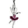 Anhänger 9x19,3mm Kinder Tänzerin Ballerina mit pink-lila Lackierung 925 Silber