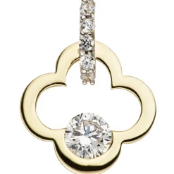 Anhänger 13,1x16,9mm Kleeblatt Glückszeichen mit Zirkonia 333 Gold Gelbgold