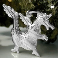Anhänger 20x17mm kleiner Drache glänzend echtes 925 Silber Damen Silberanhänger