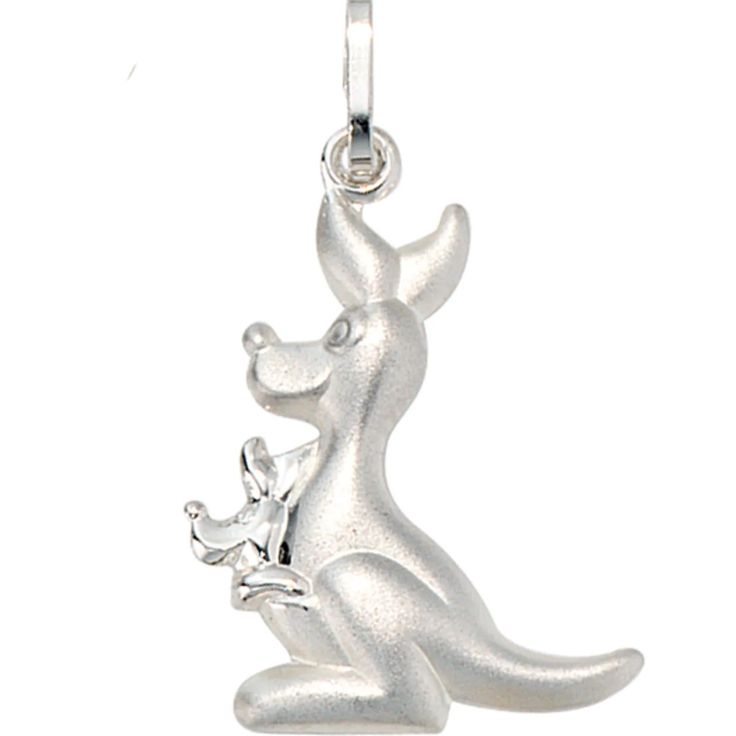 Anhänger 16,5x21mm Känguru aus echtem 925 Silber mattiert glänzend für Damen