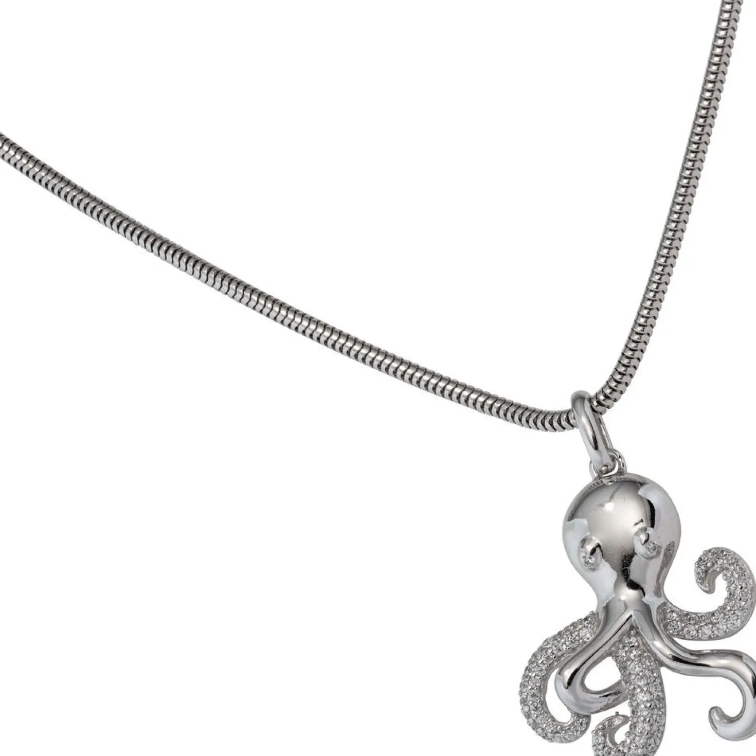 Anhänger 22,2x28,2mm Krake Octopus mit Zirkonia weiß 925 Silber Kinder
