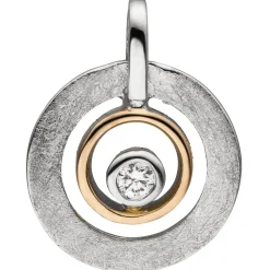 Anhänger 11,1x14,3mm 2 Kreise aus 585 Gold Rotgold mit Diamant 0.03Ct