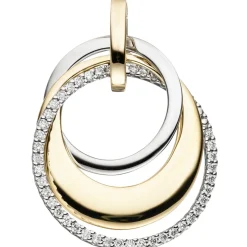 Anhänger 20x23,2mm 3 Kreise mit 42 Diamanten 0.21Ct W/SI 585 Gold gelb/weiß