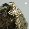 Anhänger 27x16mm Kreuz aus echtem 375 Gold Gelbgold diamantiert Goldkreuz