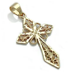 Anhänger 27x16mm Kreuz aus echtem 375 Gold Gelbgold diamantiert Goldkreuz