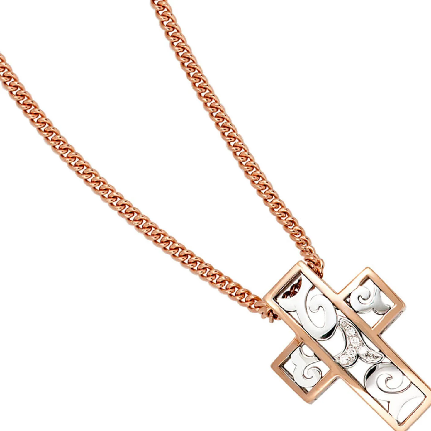 Anhänger 16,8x23,1mm Kreuz aus 585 Gold 6 Diamanten 0.033Ct Goldkreuz