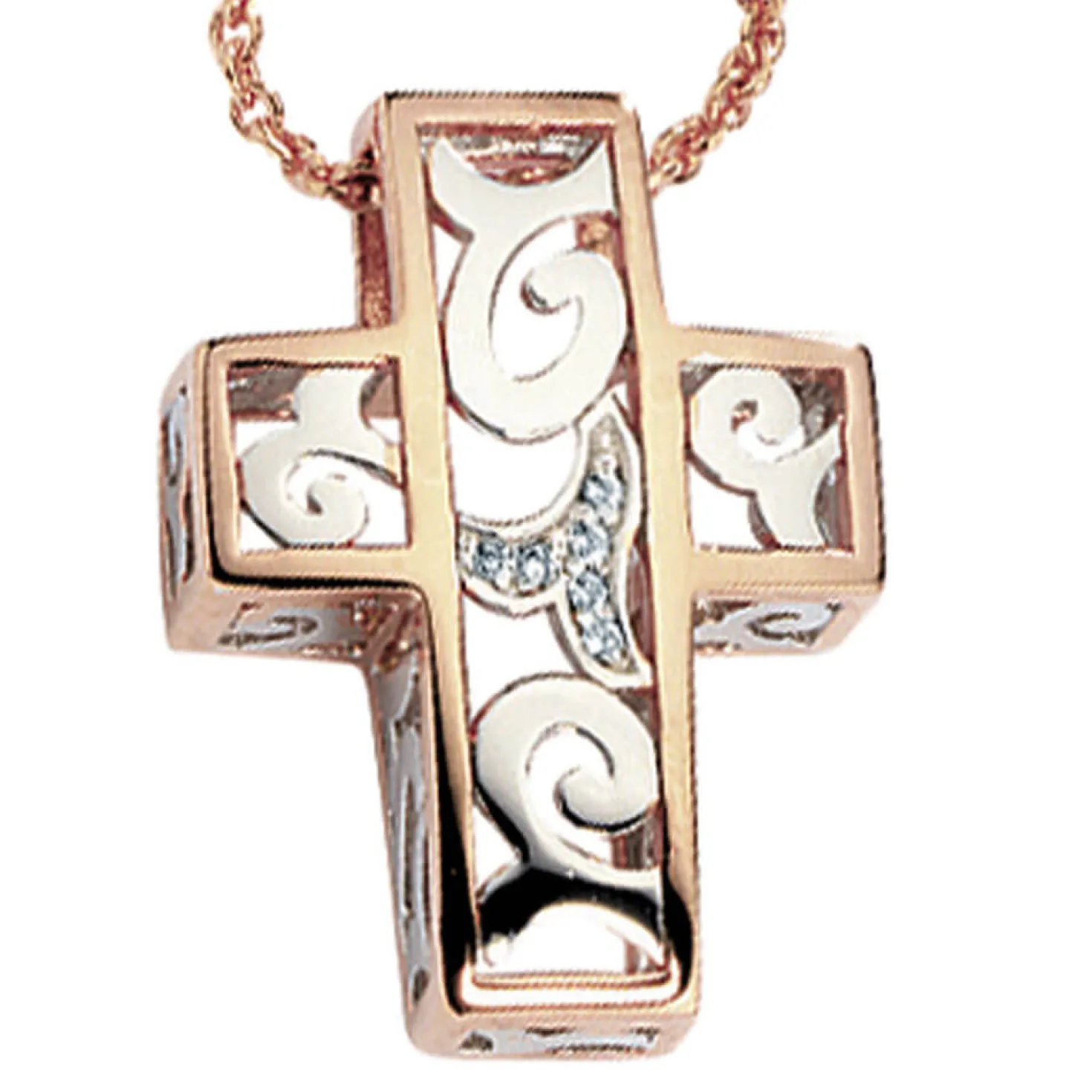Anhänger 16,8x23,1mm Kreuz aus 585 Gold 6 Diamanten 0.033Ct Goldkreuz