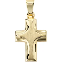 Anhänger 11,1x17,8mm Kreuz aus 585 Gold Gelbgold massiv Unisex Goldanhänger