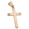 Anhänger 26x16mm Kreuz aus 375 Gold Rotgold mattiert diamantiert Unisex