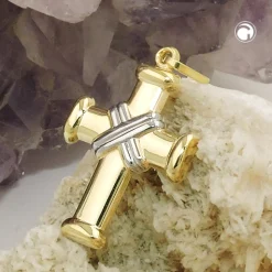 Anhänger 20x15mm Kreuz überkreuzte Streifen inder Mitte 375 Gold Gelbgold