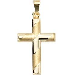 Anhänger 15,3x25,7mm Kreuz 333 Gold Gelbgold Kommunionkreuz Goldanhänger