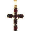 Anhänger 13,6x21,1mm Kreuz Granat rot dunkelrot 375 Gold Gelbgold Kettenanhänger