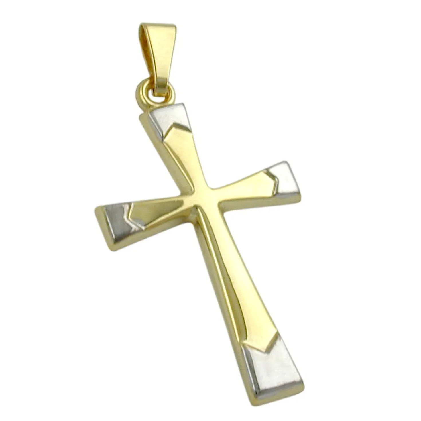 Anhänger 25x16mm Kreuz Kreuzanhänger aus 9Kt 375 Gold bicolor Halsschmuck Unisex