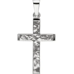 Anhänger 14x23,8mm Kreuz Kreuzchen 333 Gold Weißgold teilmatt teilgehämmert