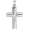 Anhänger 16,5x25,9mm Kreuz Kreuzchen mit weißen Zirkonia 925 Silber rhodiniert