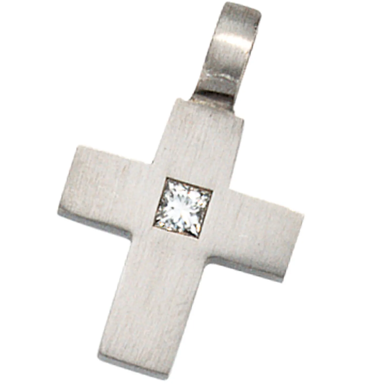 Anhänger 10,2x16,7mm Kreuz mit Diamant 0.06Ct W/SI Brillant glatt 950 Platin