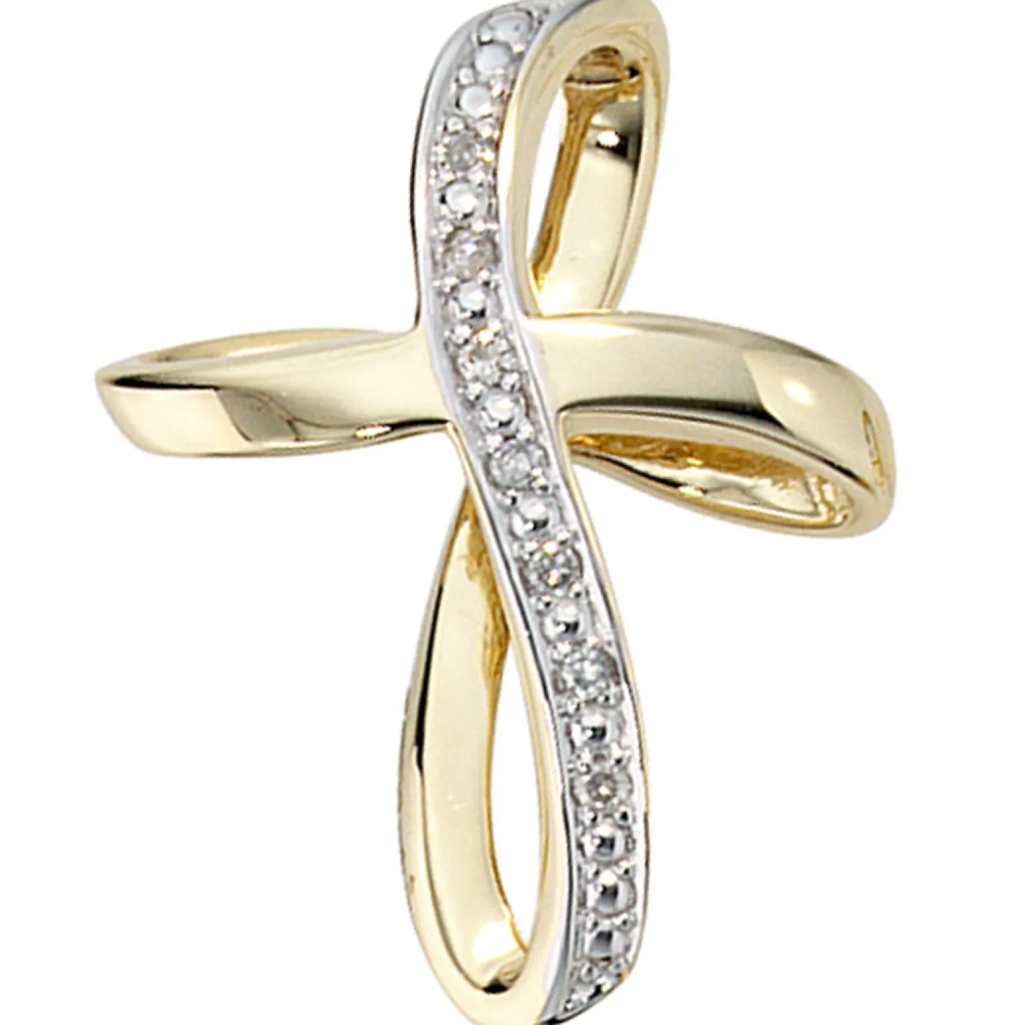 Anhänger 17,2x22,3mm Kreuz mit 7 Diamanten 0,03 Ct W/P 585 Gold Gelbgold
