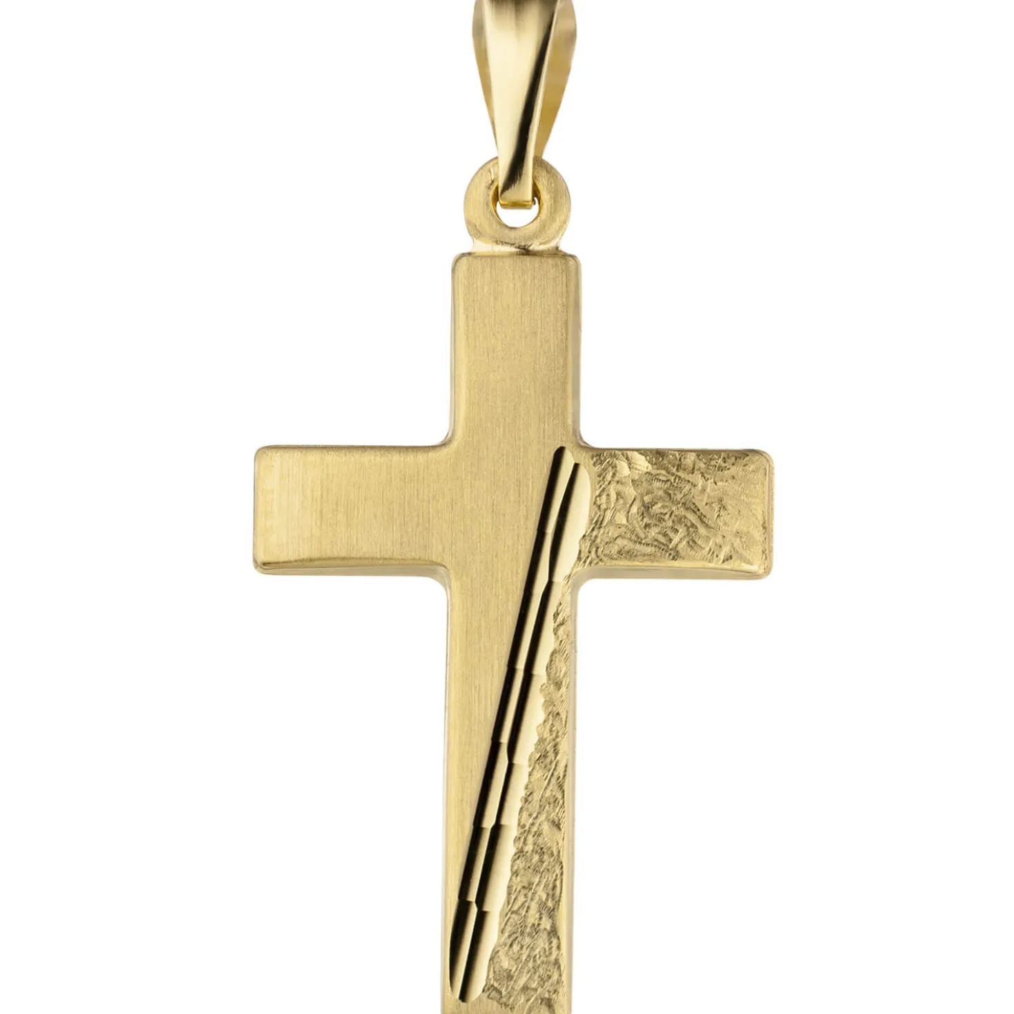 Anhänger 14x23,7mm Kreuz mit Streifen Aufgang 333 Gold Gelbgold teilgehämmert