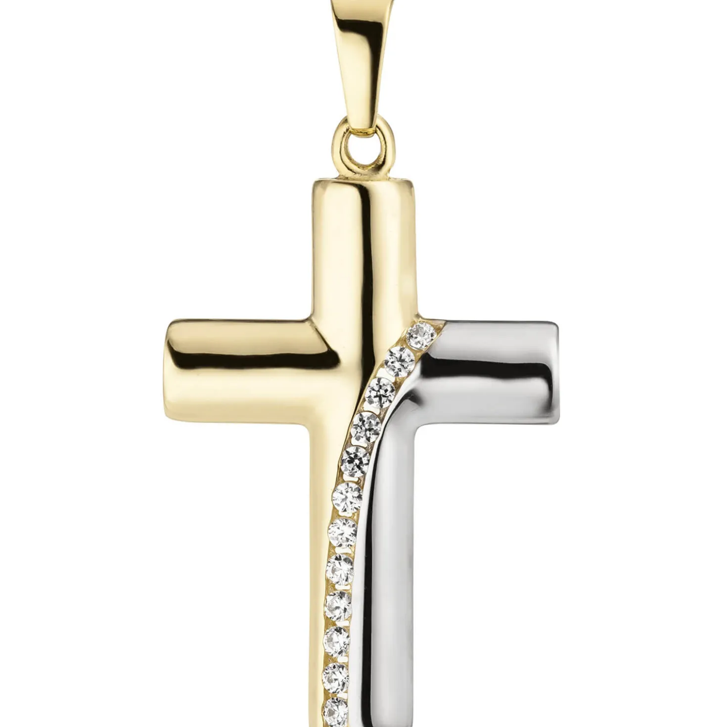 Anhänger 16,5x26,1mm Kreuz mit weißen Zirkonia 333 Gold Gelbgold teilrhodiniert