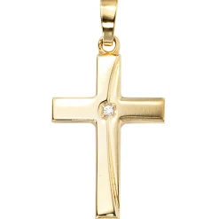 Anhänger 14x23,1mm Kreuz mit Zirkonia 333 Gold Gelbgold Goldkreuz
