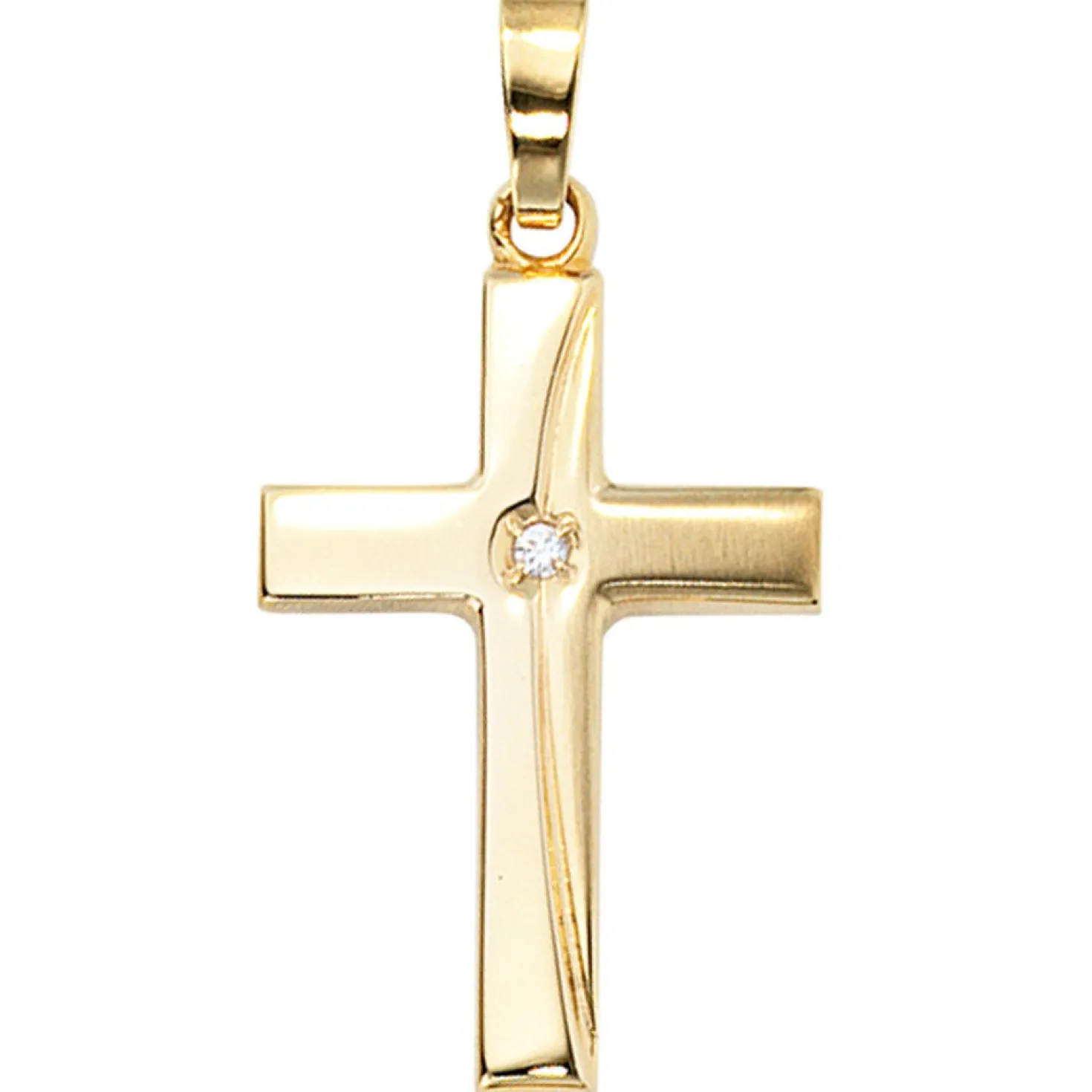 Anhänger 14x23,1mm Kreuz mit Zirkonia 333 Gold Gelbgold Goldkreuz