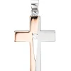 Anhänger 15,7x24,6mm Kreuz mit Zirkonia 925 Silber rotvergoldet Kreuzanhänger