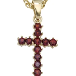 Anhänger 11,8x19,6mm Kreuz weinrote Granate 333 Gold Gelbgold Goldanhänger