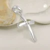 Anhänger 16x10mm leicht gebogenes Kreuz mit Zirkonia in der Mitte 925 Silber
