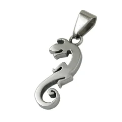 Anhänger 28x12mm Lurch Gecko Eidechse aus Edelstahl Halsschmuck glänzend