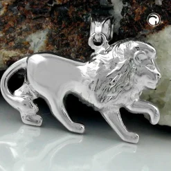 Anhänger 15x23mm Löwe aus echtem 925 Silber rhodiniert Silberanhänger Unisex