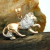 Anhänger 15x23mm Löwe aus 375 Rotgold rhodiniert matt-glänzend bicolor Unisex