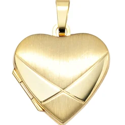 Anhänger 20,6x19,7mm Medaillon Amulett als Herz 585 Gold Gelbgold mattiert