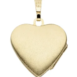 Anhänger 20,6x19,7mm Medaillon Amulett als Herz 585 Gold Gelbgold mattiert