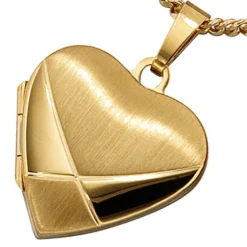 Anhänger 20,6x19,7mm Medaillon Amulett als Herz 585 Gold Gelbgold mattiert