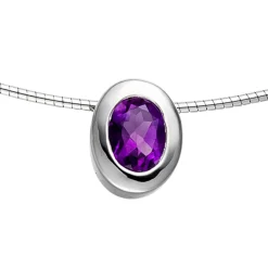 Anhänger 9,4x11,7mm mit Amethyst violett lila oval facettiert 925 Silber Damen